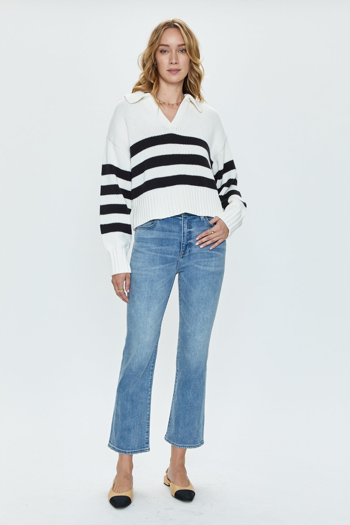 Arlo Polo Sweater - Midnight Cream Stripe
            
              Sale